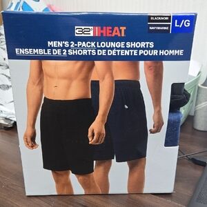32 Degrees Size L Men's Lounge Shorts 2-Pack - Black and Navy